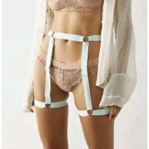 Free People We Are HAH Strung Out Garter Brite Baby Blue OS